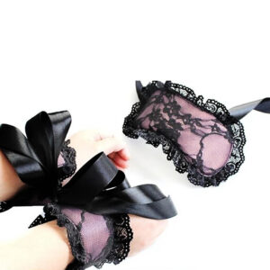 Bondage set s čipkasto masko roza