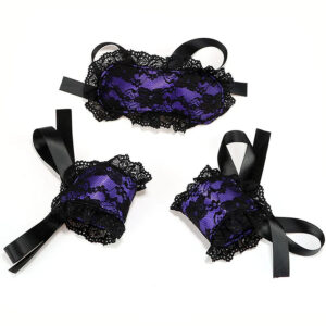 Bondage set s čipkasto masko vijoličen