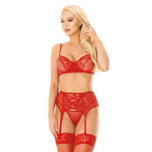 Tridelni ženski komplet Selin SFL rdeč