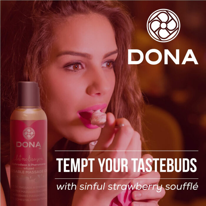 Dona-kissable-massage-oil-strawberry-soufle-masazno-olje-jagoda_2 Masažno olje Dona Kissable strawberry souffle