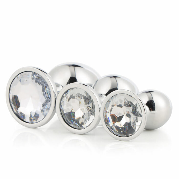 Set-kovinskih-analnih-čepov-Dream-Toys-Gleaming-love-silver-plug-set_3 Kovinski analni čepi Gleaming love silver
