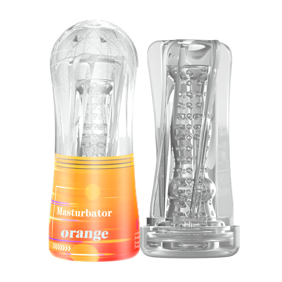 Crystal-clear-masturbation-cup-orange Masturbator v valju Crystal clear oranžen
