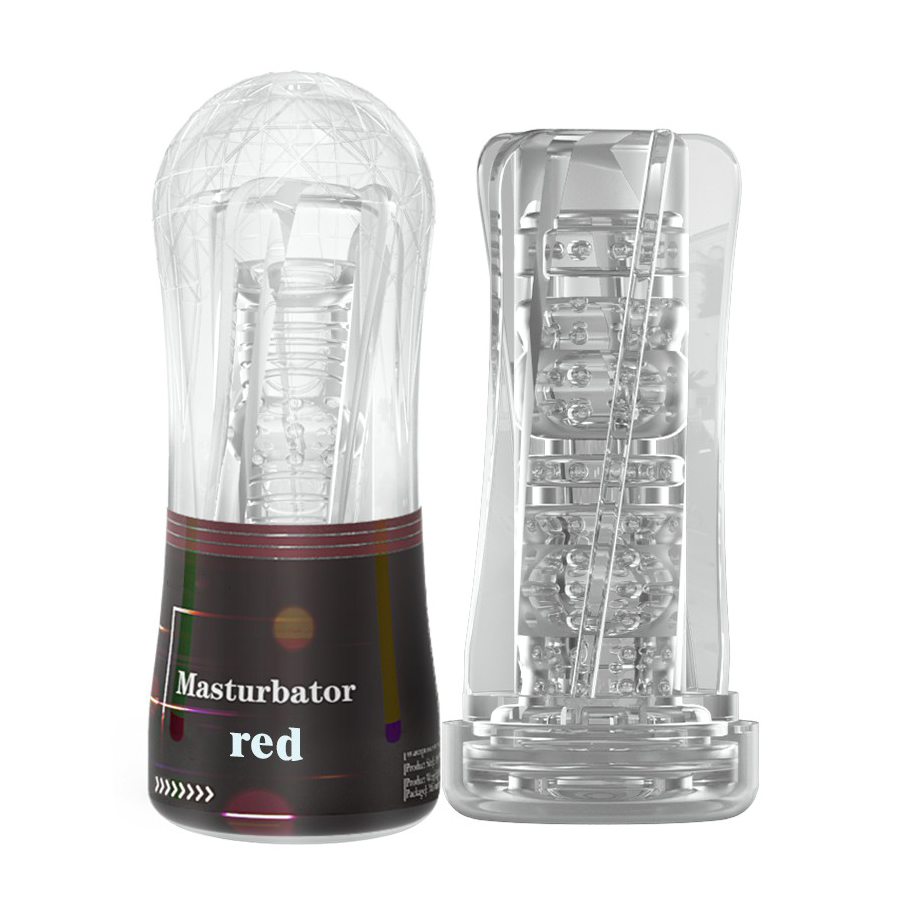 Crystal-clear-masturbation-cup-red Masturbator v valju Crystal clear rdeč