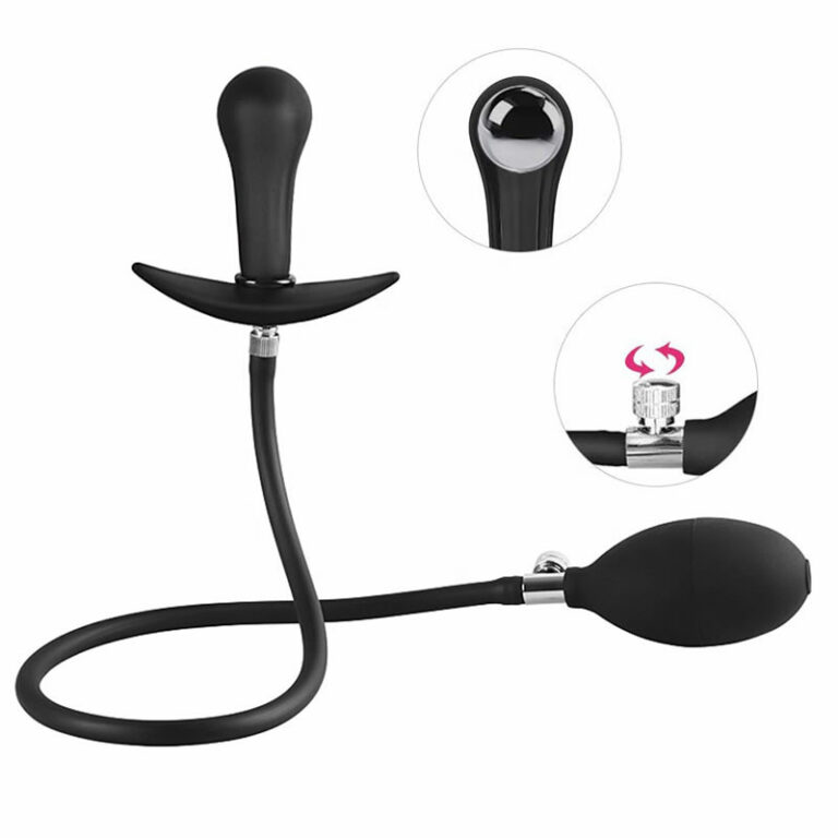 Expandable butt plug with ball