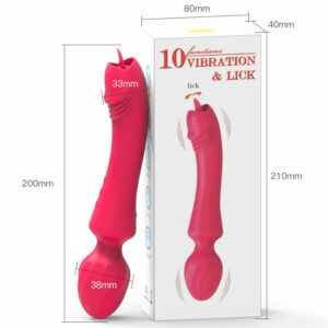Magic wand vibrator with tongue
