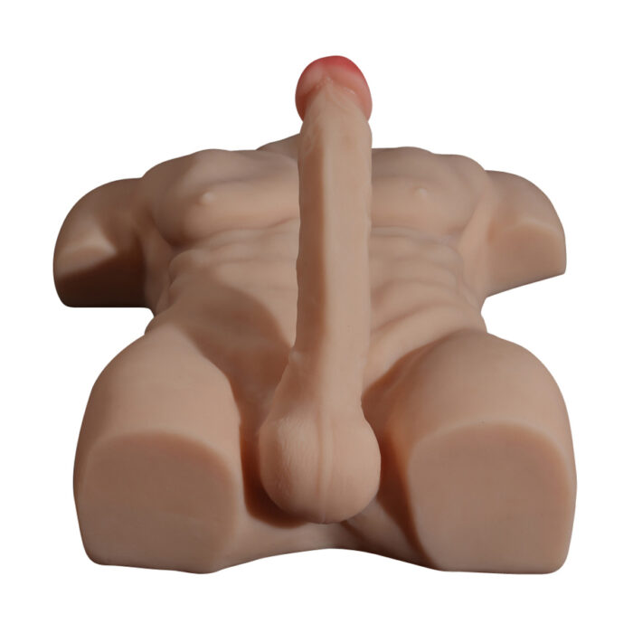 Moški torzo masturbator z 20 cm dildom chocholate