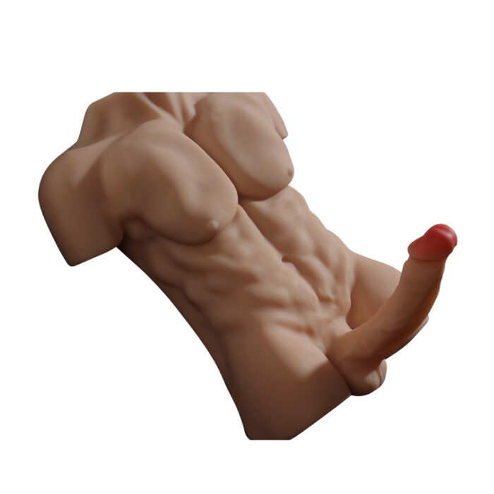 Moški torzo masturbator z 20 cm dildom chocholate