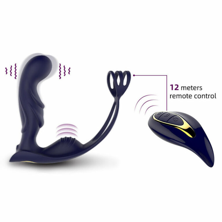 Prostata vibrator z obročkom Blue Knight