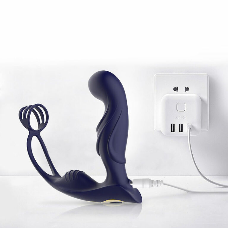 Prostata vibrator z obročkom Blue Knight