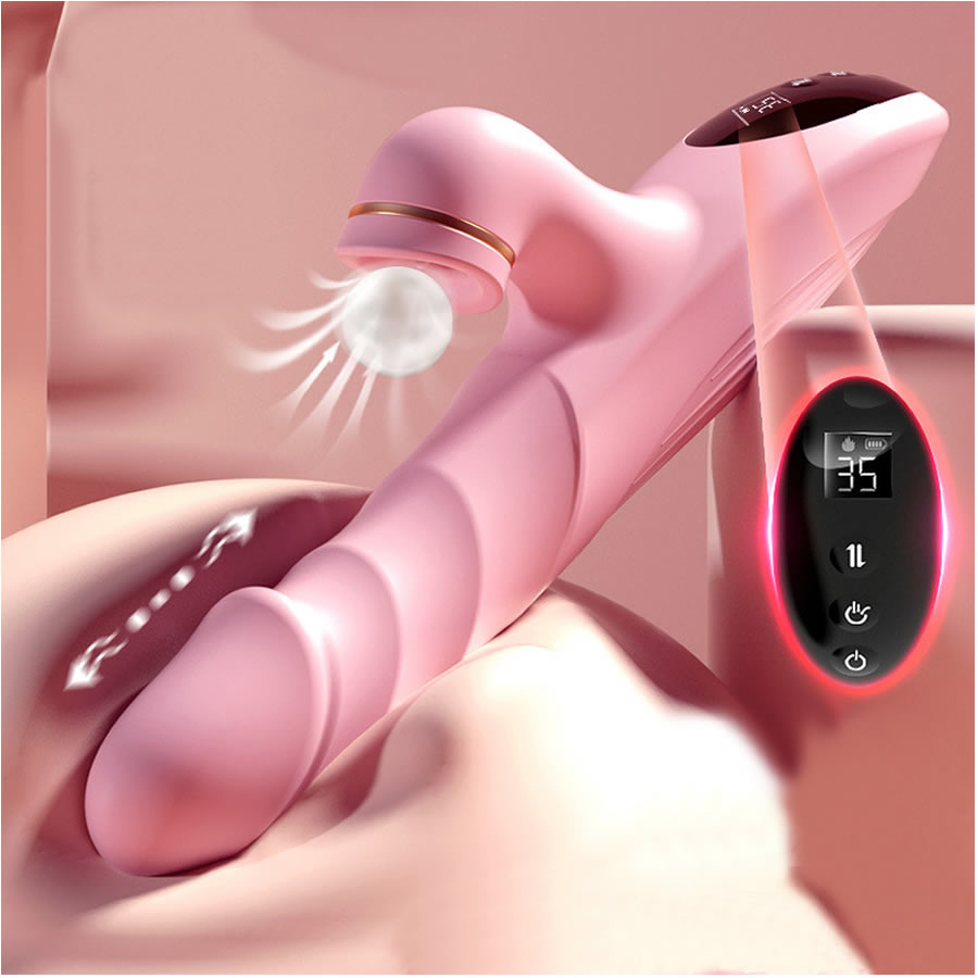 Rabbit-vibrator-stimulator-klitorisa_Thrusting-suction-vibrator-Lucy_3 Lucy rabbit vibrator s suvanjem in lizanjem