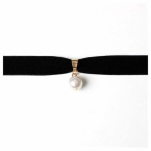 Žametna ovratnica z bisernim obeskom