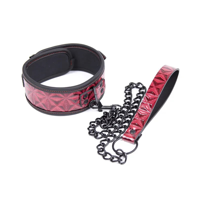 Diamond-patterned-spreader-bar-bdsm-set_6 Diamond pattern choker with leash ovratnica s povodcem