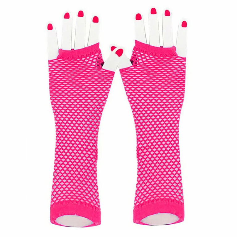 Brezprstne mrežaste rokavice neon pink