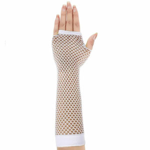 Brezprstne mrežaste rokavice bele