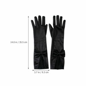 Rokavice iz satena s čipko črne