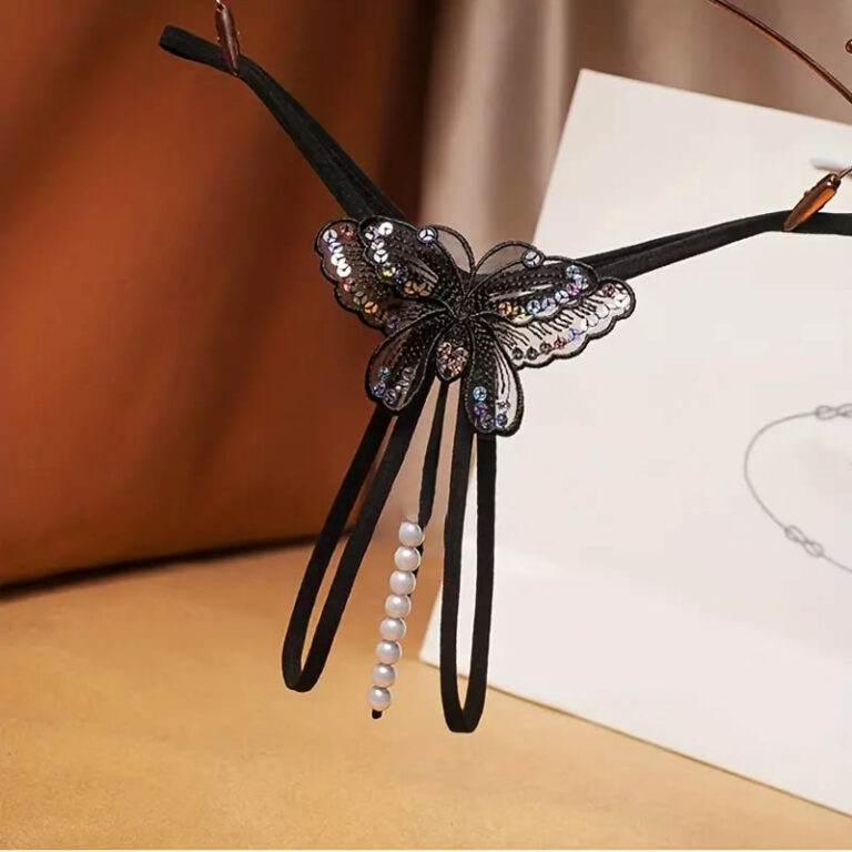 Butterfly-string-chrotcless-with-pearls_black Ženske tangice s perlami