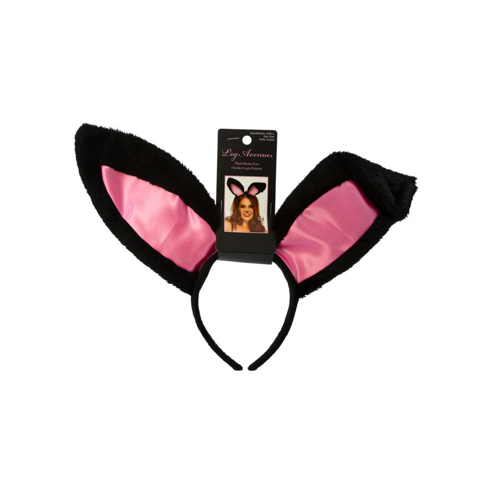 Leg-Avenue-bunny-ears-black-pink-2 Plišasta ušesa za zajčico - črna (A2811)