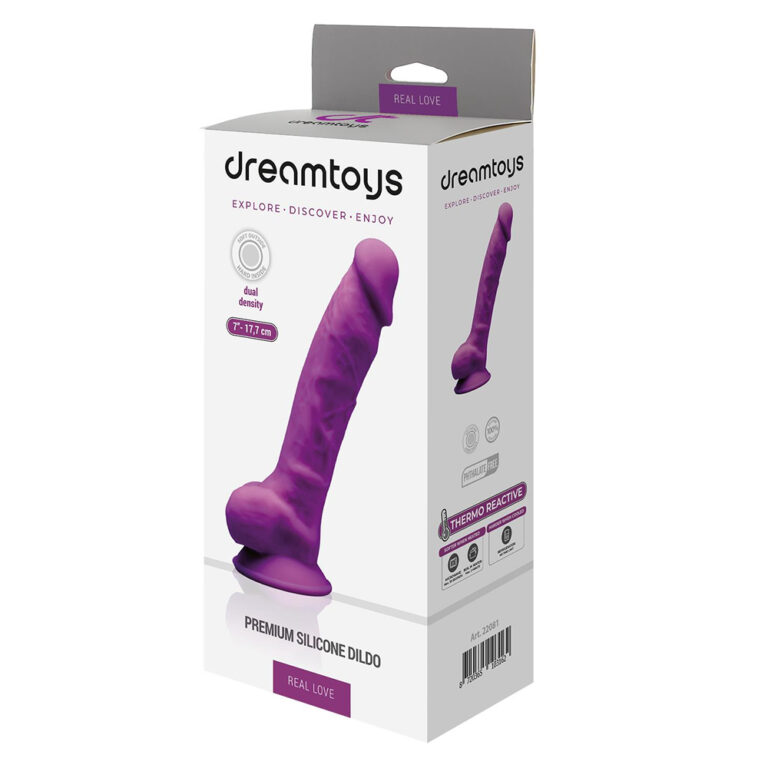 Real-love-dildo-with-balls-7-inch-purple-thermo-reactive_4 Dream Toys Real Love 7" dildo vijoličen