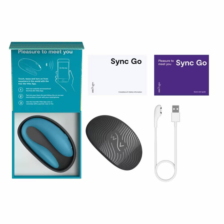 We-Vibe-Couples-vibrator-Sync-go-tourquise_7 Sync Go turkizen - kaj je v škatli