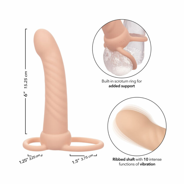 Lolita-erotic-shop-Calexotics-Performance-Maxx-rechargeable-ribbed-dual-penetrator-nude-3 Vibrator za dvojno penetracijo Performance Maxx