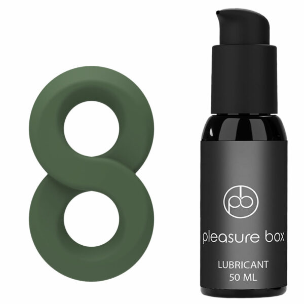 Pleasure-box-Love-to-play-for-him-5 Dvojni obroček za penis in moda & lubrikant na vodni osnovi