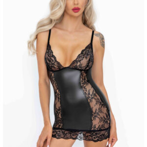 Noir-Handmade-Powerwetlook-mini-obleka-s-cipkastimi-vstavki-4 Noir Wetlook obleka s čipkastimi vstavki