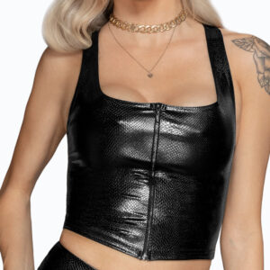 Noir Top z zadrgo v kačjem vzorcu