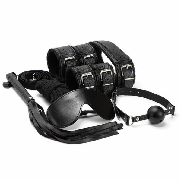 Lolita-erotic-shop-Plush-bondage-kit-7-pcs-8022-1 7 delni BDSM komplet Lichee črn