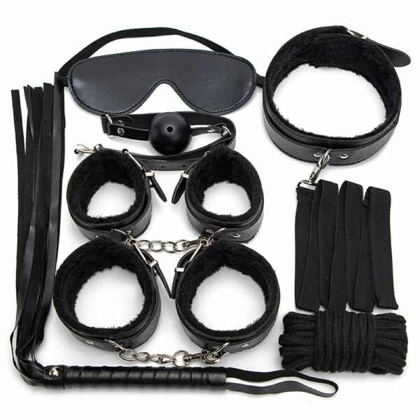7 delni BDSM komplet Lichee črn