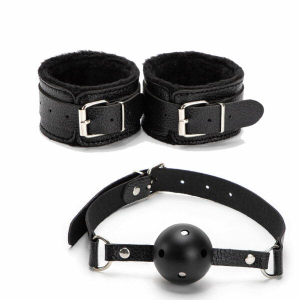 Lolita-erotic-shop-Plush-bondage-kit-7-pcs-8022-3 7 delni BDSM komplet Lichee črn