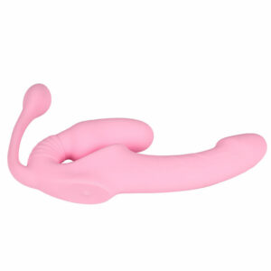 Lolita-erotic-shop-Strapless-strap-on-triple-pink-3 Trojni strap on vibrator z daljincem