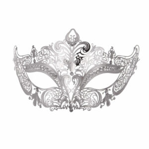 Srebrna beneška maska z diamantki