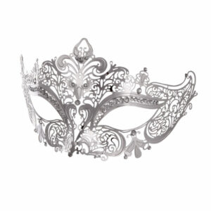 Srebrna beneška maska z diamantki