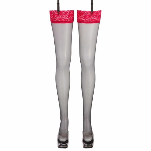 Nogavice z rdečo čipko Cottelli Legwear