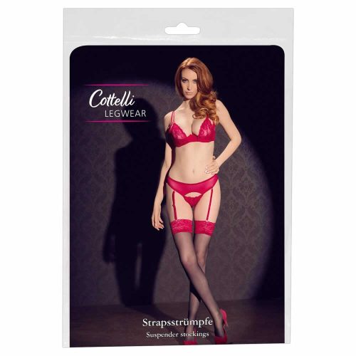 Nogavice z rdečo čipko Cottelli Legwear