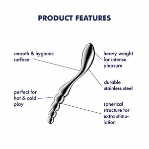 Kovinski dildo, odličen za senzorično igro s temperaturnimi razlikami.