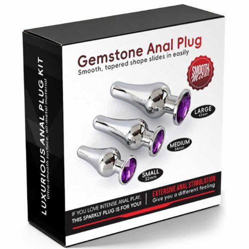 Lolita-LifeStyle-Gemstone-metal-butt-plug-set-tapered-1 Gemstone Anal plug set srebrn