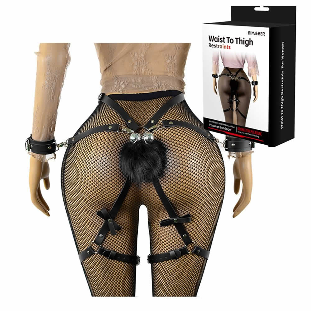 Lolita-LifeStyle-Plush-ball-tail-body-restraints-with-hancuffs-1 Restraint pas z lisicami in zajčjim repkom