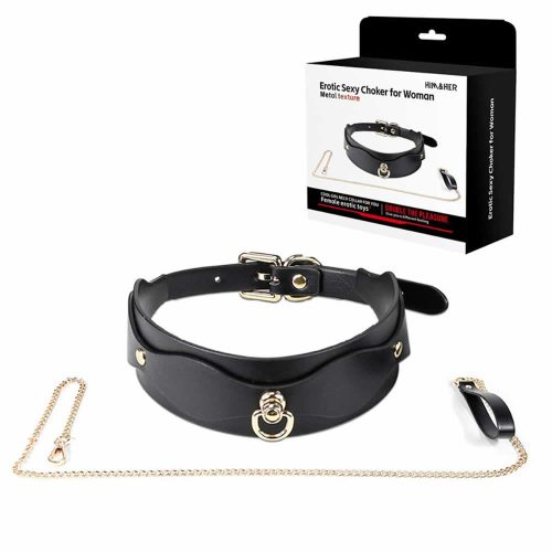 Lolita-LifeStyle-Sexy-leather-bow-tie-collar-with-leash-1 Ovratnica s povodcem Bow Tie