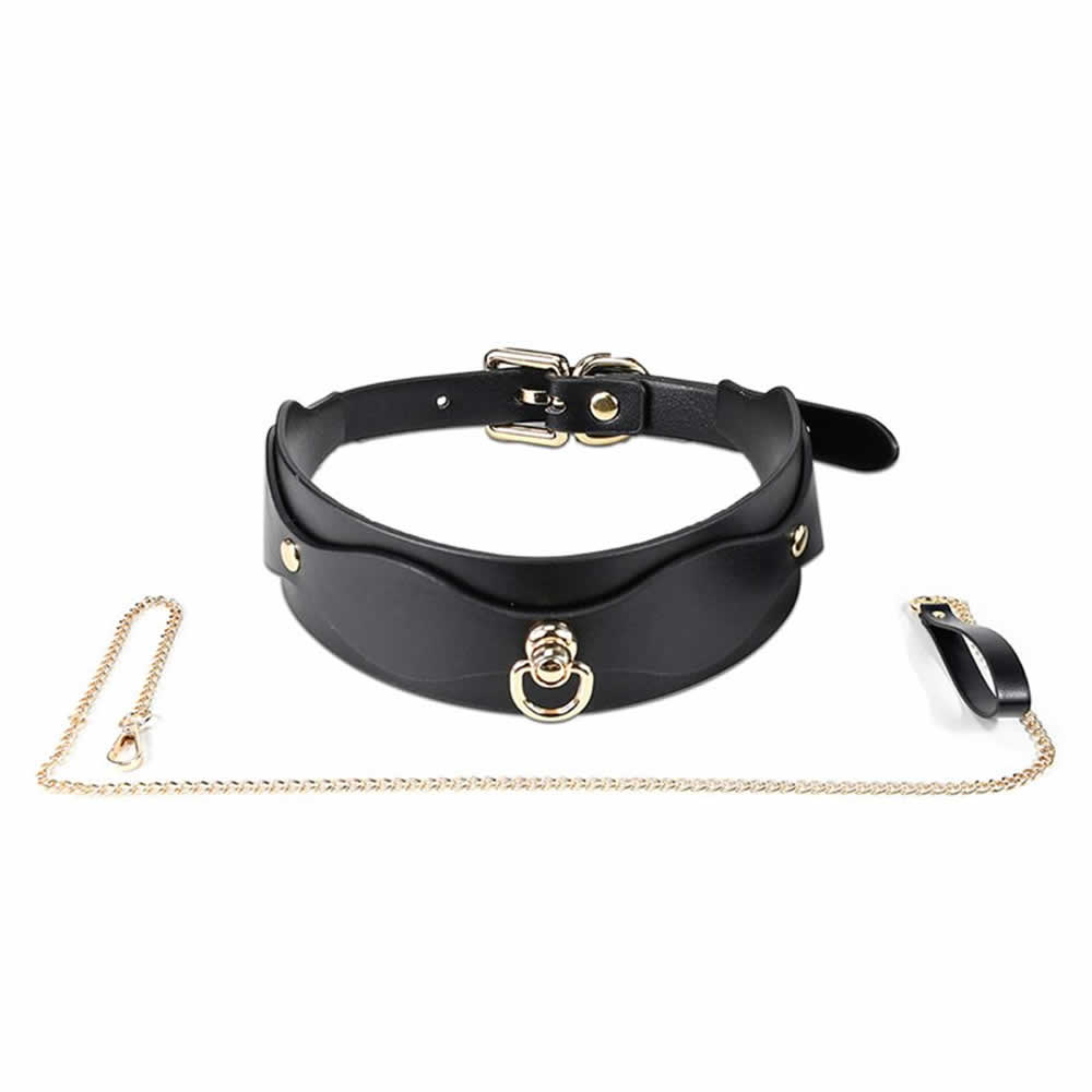 Lolita-LifeStyle-Sexy-leather-bow-tie-collar-with-leash-2 Ovratnica s povodcem Bow Tie