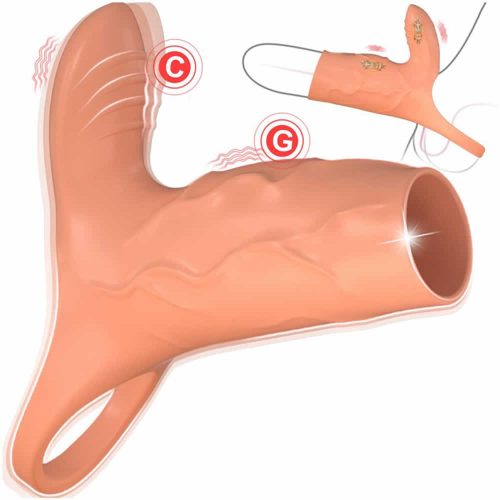 Vibracijski rokav za penis s stimulatorjem klitorisa