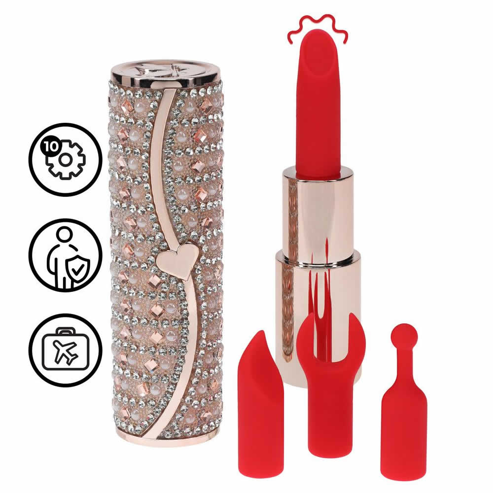 Lolita-LifeStyle-Loveline-Glamour-Lipstick-vibrator-with-4-attachments-and-rhinestone-sachel-Tiffany-pink2-1 Loveline Glamour Tiffany vibrator šminka roza karo