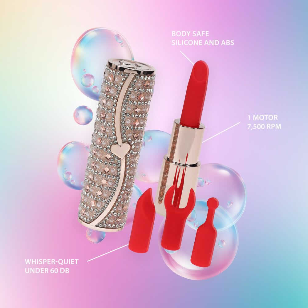 Lolita-LifeStyle-Loveline-Glamour-Lipstick-vibrator-with-4-attachments-and-rhinestone-sachel-Tiffany-pink2-3 Loveline Glamour Tiffany vibrator šminka roza karo